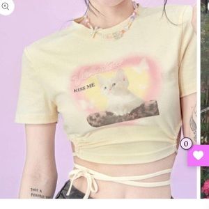 Starlight Fair Valentine screenprint graphic cropped baby t shirt + wrap straps